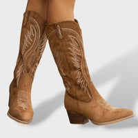 Botas Ortopédicas Cowboy Ante Bordado Mujer