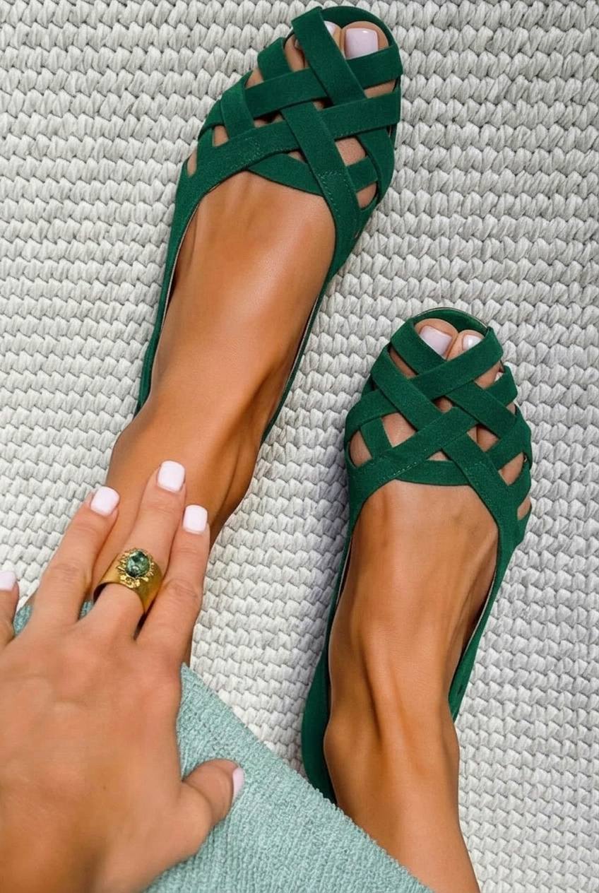 Sandalias trenzados casual bajos Azul Oscuro de punta abierta