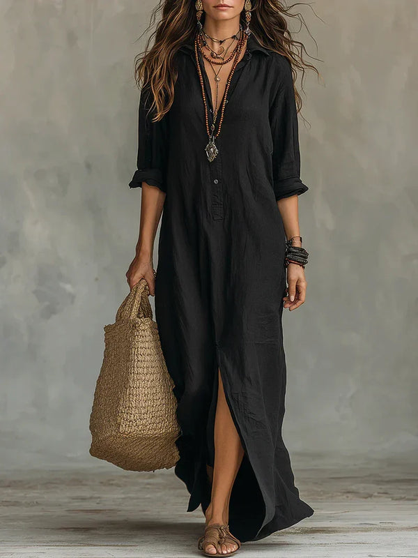 Joséphine · Vestido Largo Amplio con Botonadura