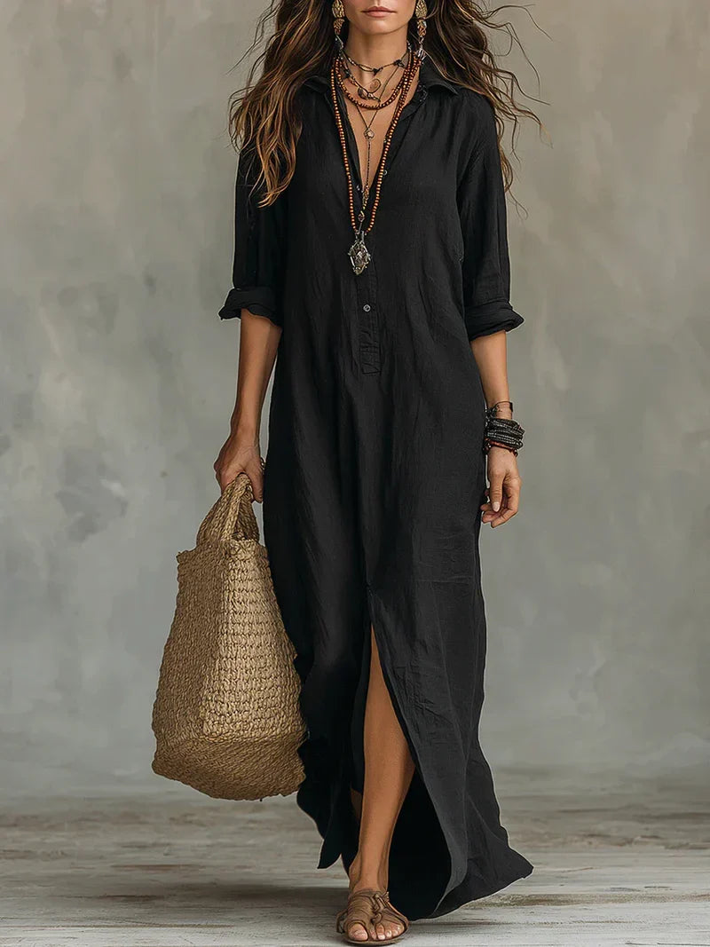 Joséphine · Vestido Largo Amplio con Botonadura