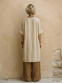 Giulia · Conjunto Bohemio de Tres Piezas en Gris Oscuro y Marrón con Estampado Tribal