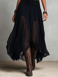 Capucine | Haut Noir Sans Manches et Jupe Maxi en Tulle (avec ceinture)