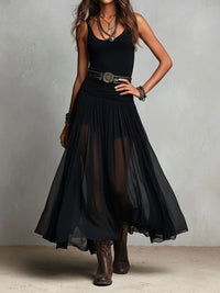 Capucine | Haut Noir Sans Manches et Jupe Maxi en Tulle (avec ceinture)