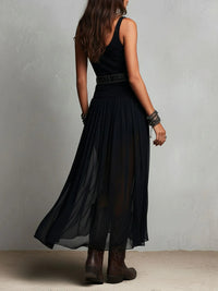 Capucine | Haut Noir Sans Manches et Jupe Maxi en Tulle (avec ceinture)