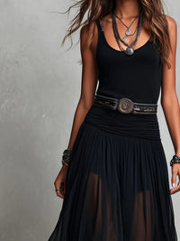 Capucine | Haut Noir Sans Manches et Jupe Maxi en Tulle (avec ceinture)
