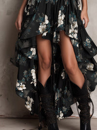 Rosine · Vestido Largo Floral Bohemio Negro