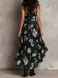 Rosine · Vestido Largo Floral Bohemio Negro