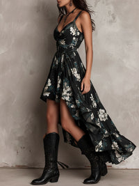 Rosine · Vestido Largo Floral Bohemio Negro