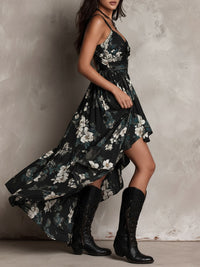 Rosine · Vestido Largo Floral Bohemio Negro