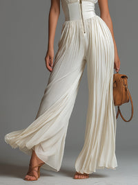 Solange · Mono Blanco de Gasa con Escote en V y Pantalón Palazzo