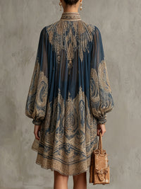 Bérénice · Vestido Mini de Gasa Barroco Azul Marino