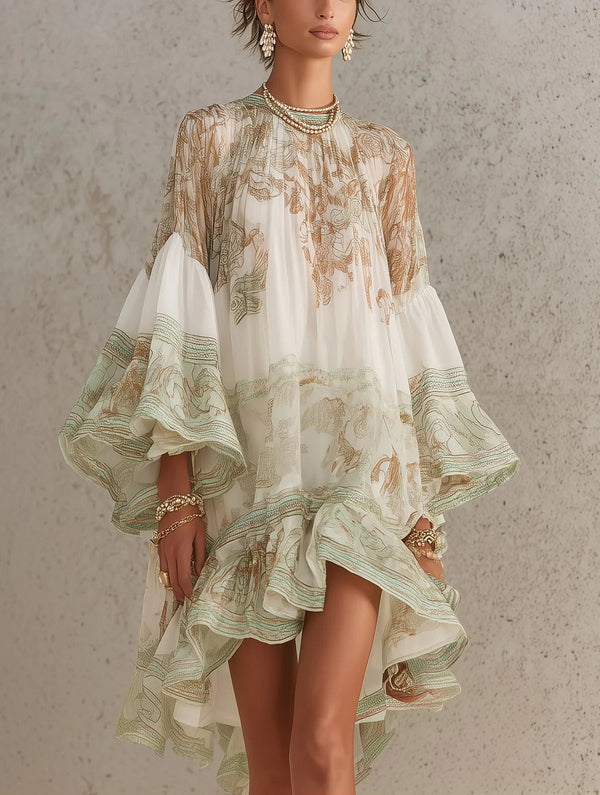 Rosalie · Vestido Mini de Gasa con Mangas de Volantes