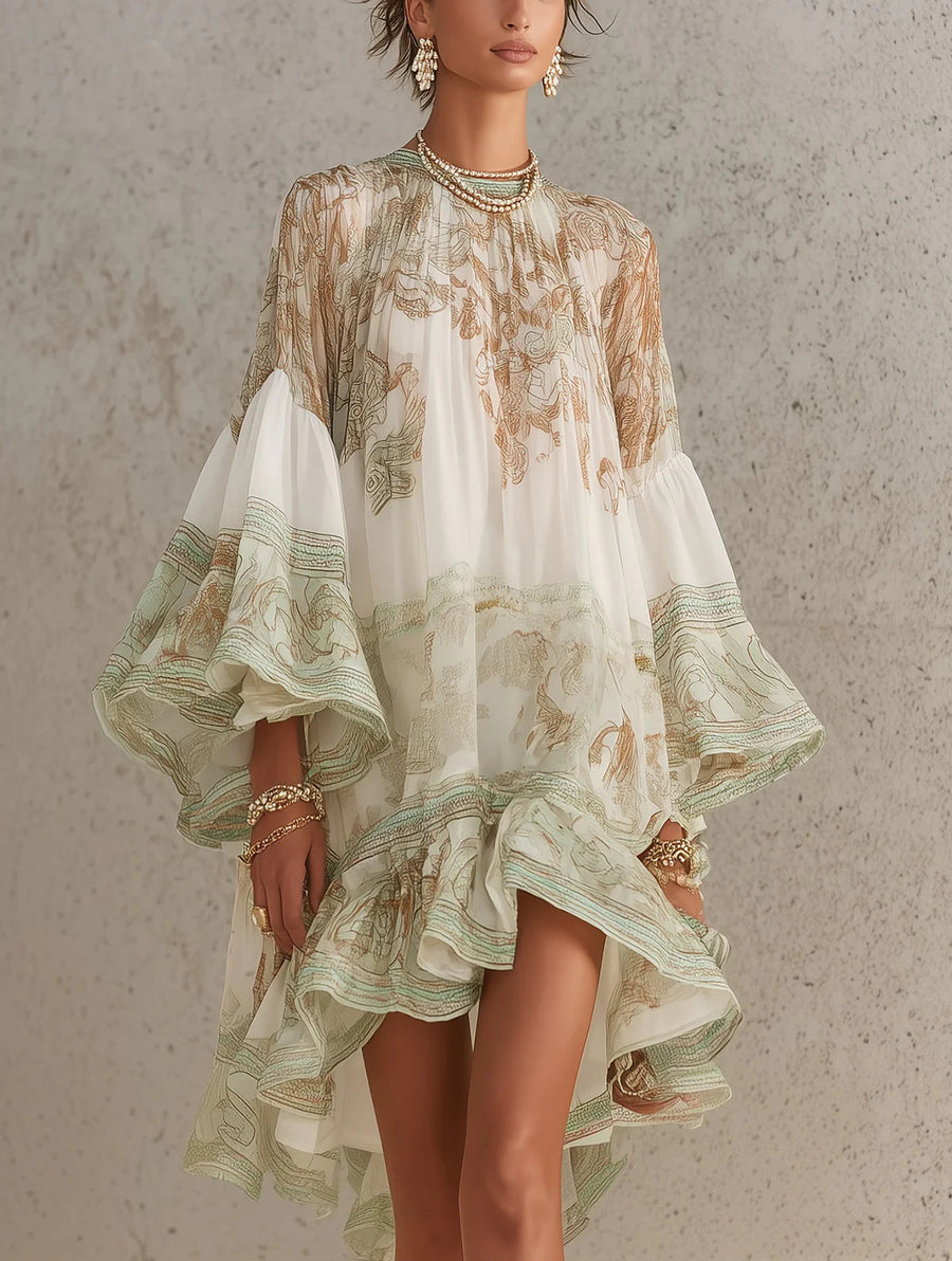 Rosalie · Vestido Mini de Gasa con Mangas de Volantes