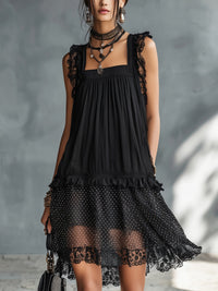 Pauline · Vestido Mini de Lunares con Volantes y Encaje