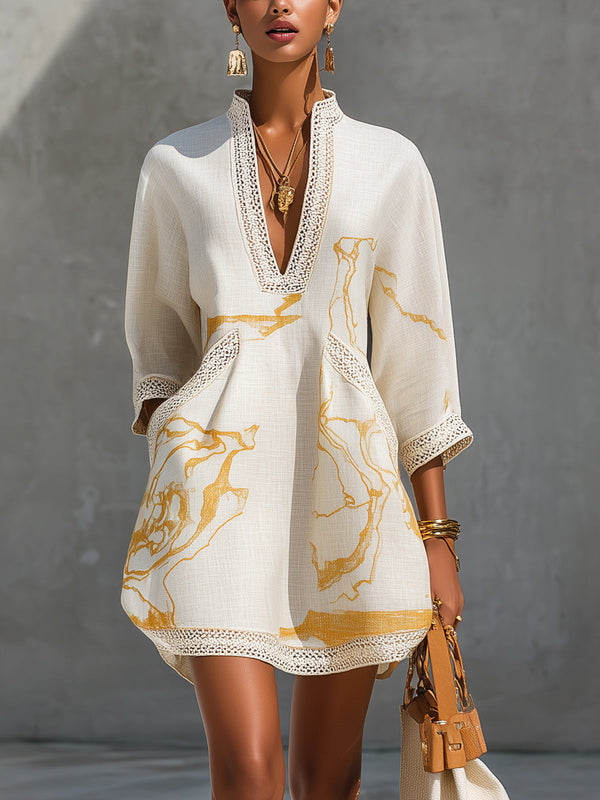 Aliénor · Vestido Mini de Encaje de Ganchillo Marfil
