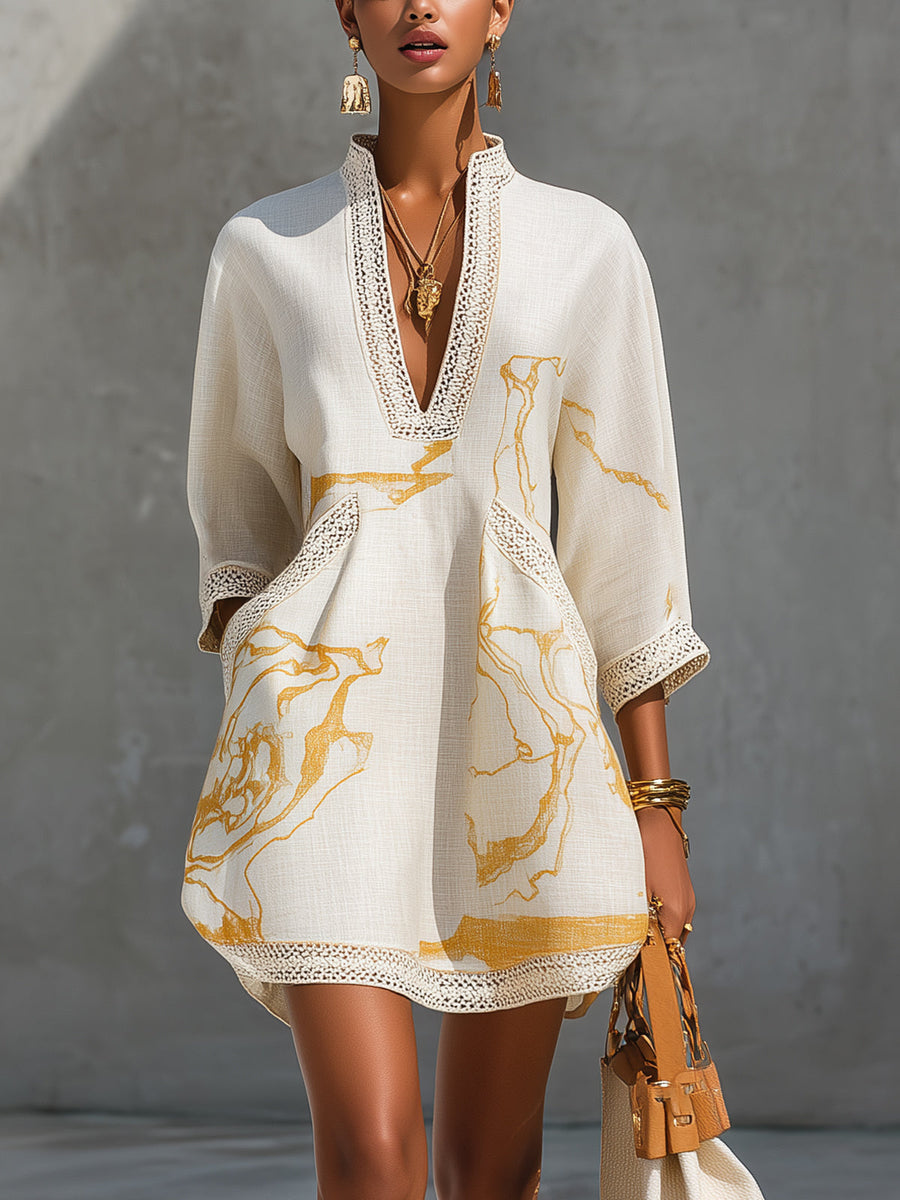 Aliénor · Vestido Mini de Encaje de Ganchillo Marfil