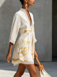Aliénor · Vestido Mini de Encaje de Ganchillo Marfil