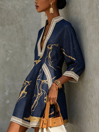 Cosette · Vestido Mini de Encaje de Ganchillo Azul Marino