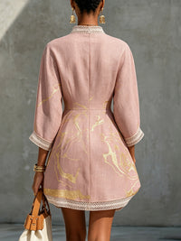 Ninon · Vestido Mini de Encaje de Ganchillo Rosa