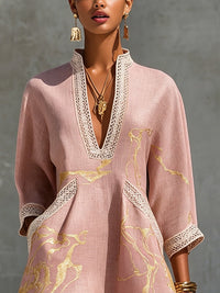 Ninon · Vestido Mini de Encaje de Ganchillo Rosa