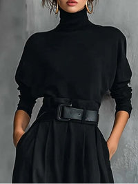 Noëlla | Conjunto de top negro de cuello alto y pantalón recto