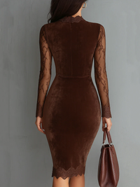Aurélia™ | Vestido Mini de Terciopelo con Mangas de Encaje