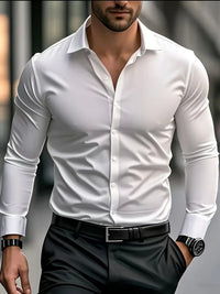 Hunter · Camisa Elegante de Manga Larga con Botones