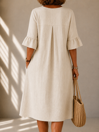 Charlotte · Vestido con Botones y Pliegue Hueco