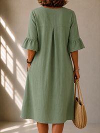 Véronique · Vestido con Botones y Mangas Evasadas