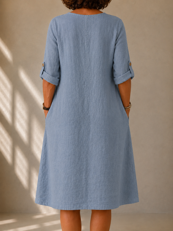 Élina · Vestido Suave con Cuello Tunecino
