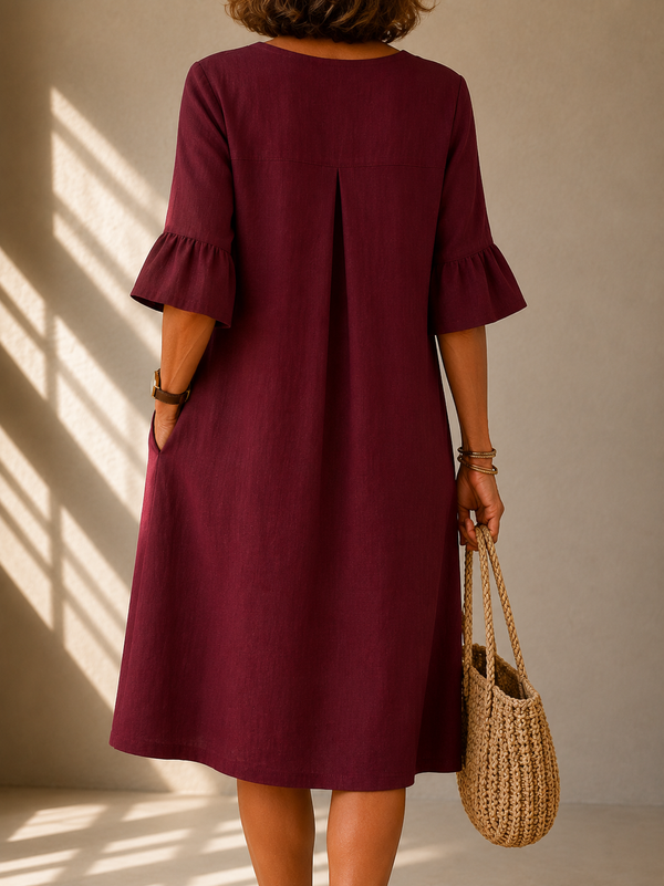 Brigitte · Vestido con Botones y Mangas de Volante