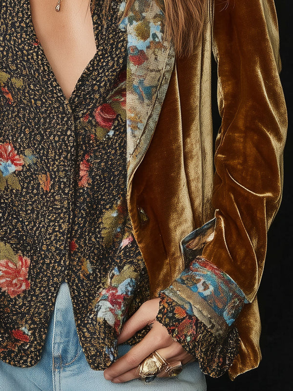Marcelline | Blazer vintage patchwork con estampado floral