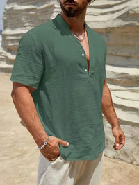 Christian · Camisa de Verano Elegante con Cuello Alto