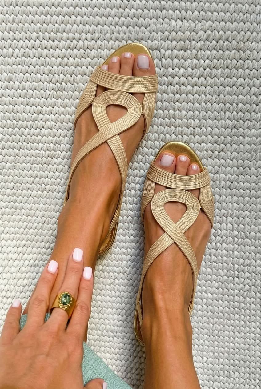 Sandalias slingback peep toe trenzados bajos [Pre-Order]
