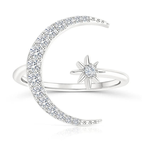 Luna y Estrella · Anillo Luna y Estrella en Plata
