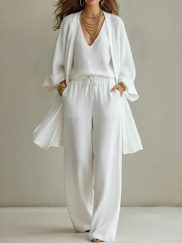 Blandine · Conjunto Homewear de Tres Piezas en Lino