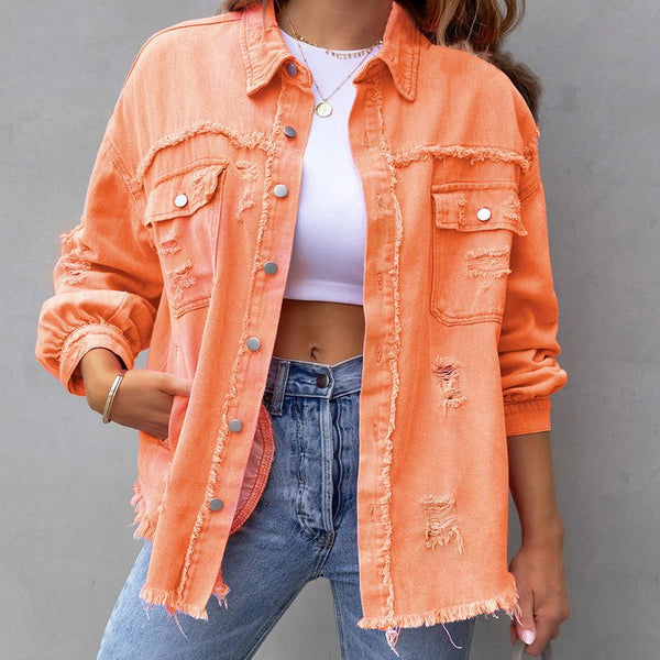 Cecilia | Chaqueta vaquera oversize de efecto desgastado para mujer™
