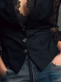 Noémie | Blazer negro con mangas semitransparentes