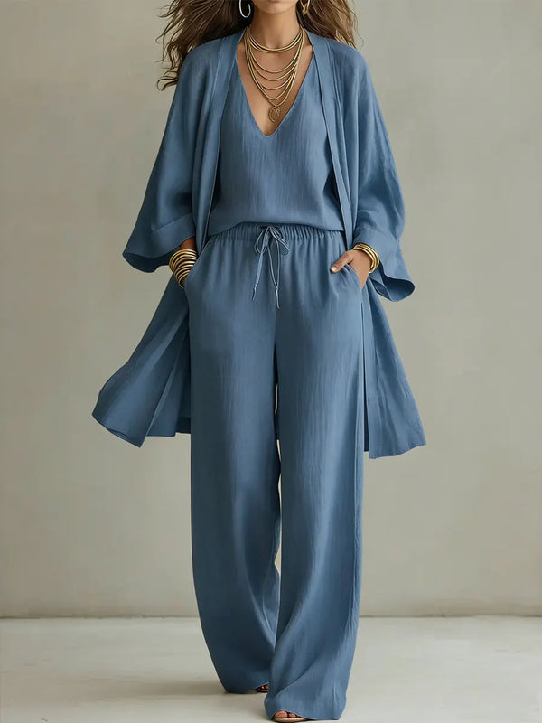 Blandine · Conjunto Homewear de Tres Piezas en Lino