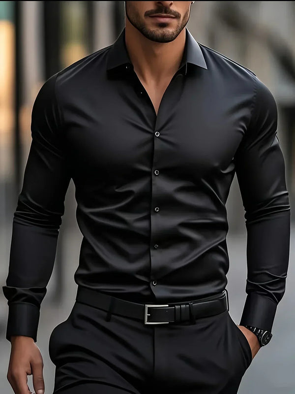 Hunter · Camisa Elegante de Manga Larga con Botones