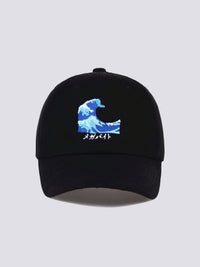 Ola de Kanagawa Gorra - Negro