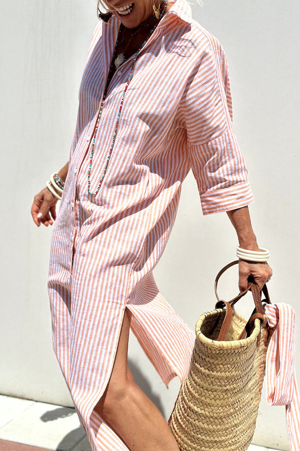 Sophia | Vestido Camisero a Rayas Atemporal