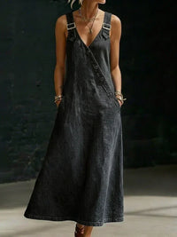 Vera · Vestido Largo de Denim con Botones