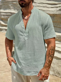 Christian · Camisa de Verano Elegante con Cuello Alto
