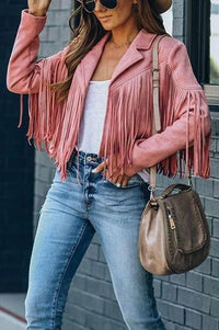 ALLIE | Chaqueta corta de ante sintético con flecos™
