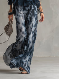 Ludovica · Conjunto de Top Halter Navy y Pantalón Palazzo Estampado