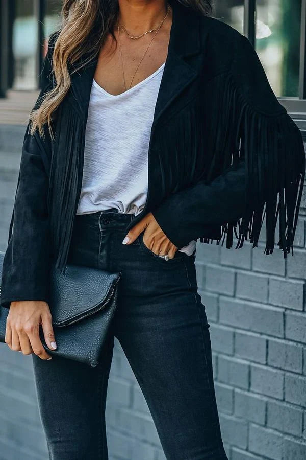 ALLIE | Chaqueta corta de ante sintético con flecos™