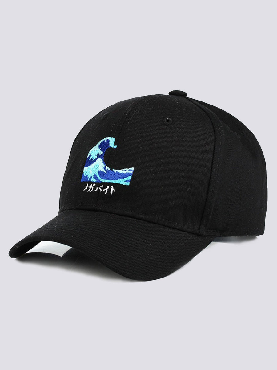 Ola de Kanagawa Gorra - Negro