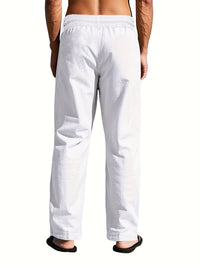 Pantalones de Lino Ligeros y Transpirables con Cordón