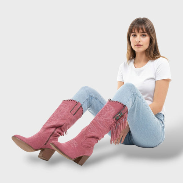 Botas Ortopédicas Cowboy Ante Flecos Turquesa